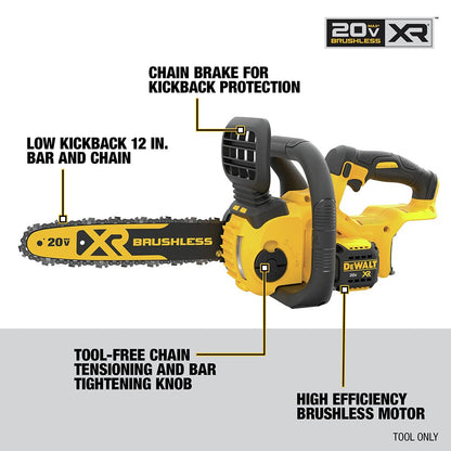 DCCS620B - 20V MAX 12in. Brushless Cordless Battery Powered Chainsaw (Tool Only)