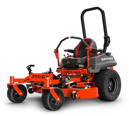 Gravely zero-turn lawn mower on a white background