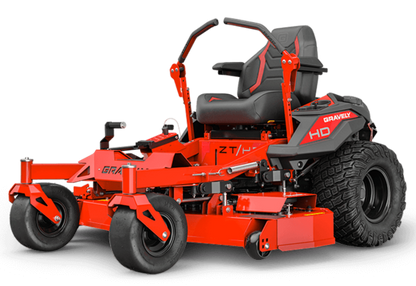 Red riding lawn mower on a black background